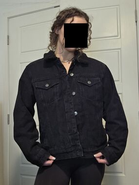 Black Sherpa Collar Denim Jacket - Goodfellow